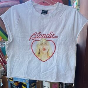 White Crop Top with Graphic Design